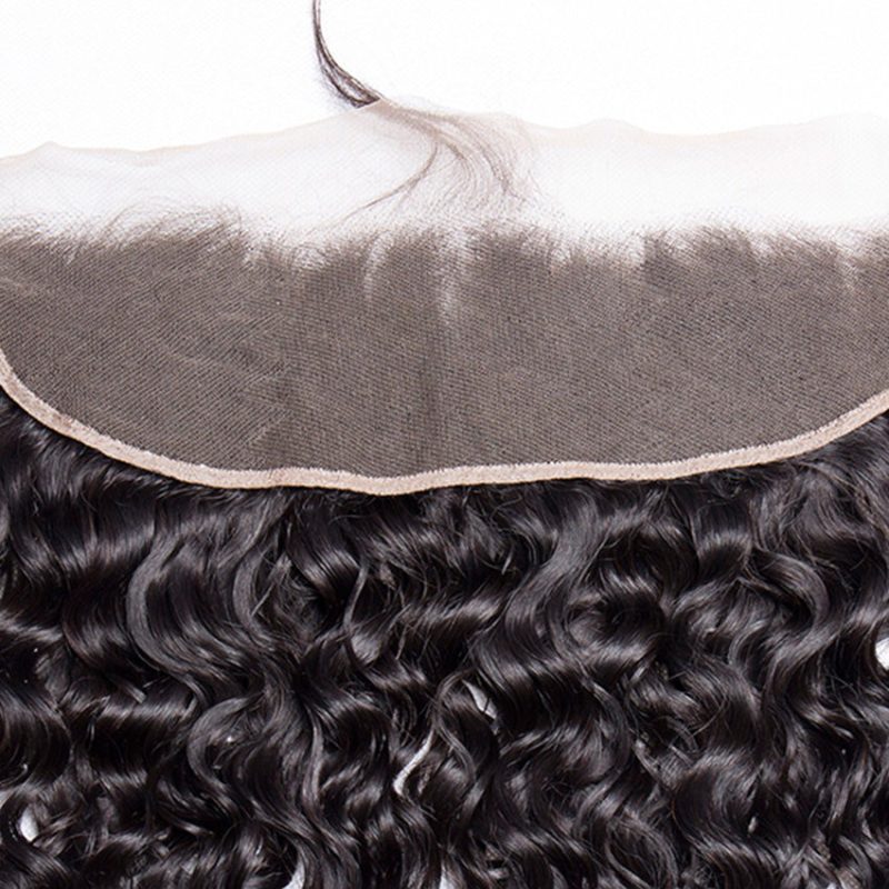 13x4 Water Wave Lace Frontal Closure Deep Wave Human Hair Curly Front Closure 22inch 150 Density 1