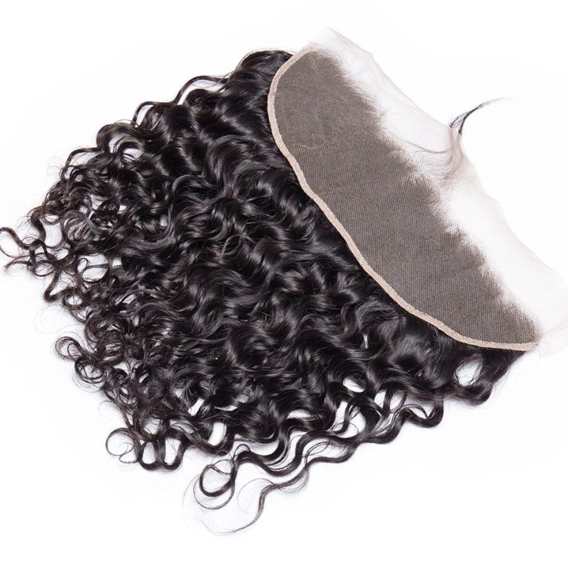 13x4 Water Wave Lace Frontal Closure Deep Wave Human Hair Curly Front Closure 22inch 150 Density jpg