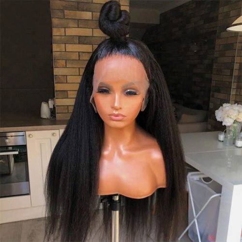 13x6GluelessLaceFrontWigKinkyStraightVirginHumanHairWigs180 DensityForWomenPrePluckedWithBabyHair AmandaHair 1