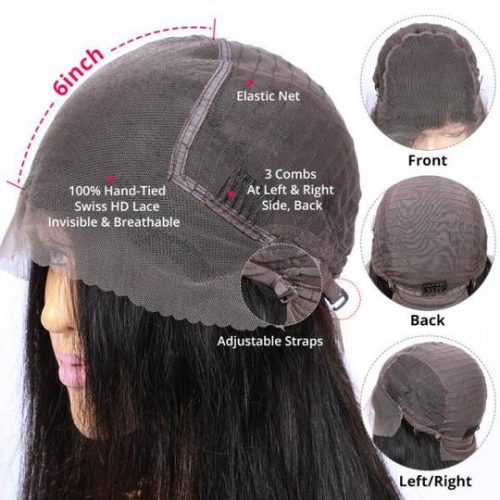 13x6GluelessLaceFrontWigKinkyStraightVirginHumanHairWigs180 DensityForWomenPrePluckedWithBabyHair AmandaHair 4