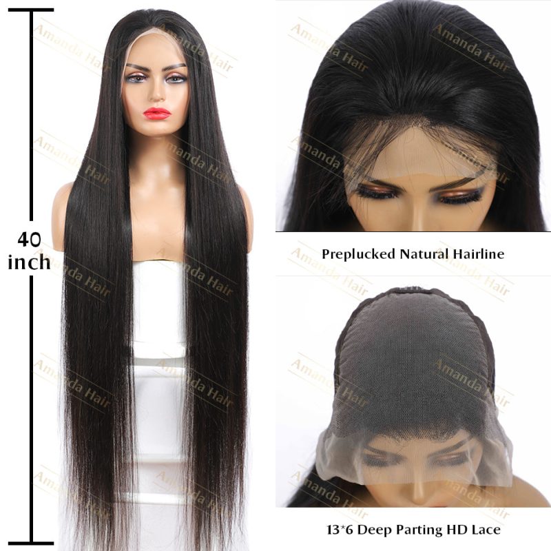 40 super long straight human hair deep parting lace front wig unprocessed raw virgin hair cut from 1 donor 5