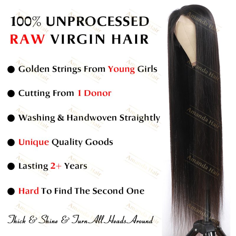 40 super long straight human hair deep parting lace front wig unprocessed raw virgin hair cut from 1 donor 7