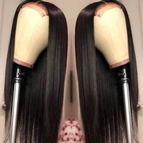 44 transparent lace closure straight human hair wigs 122903