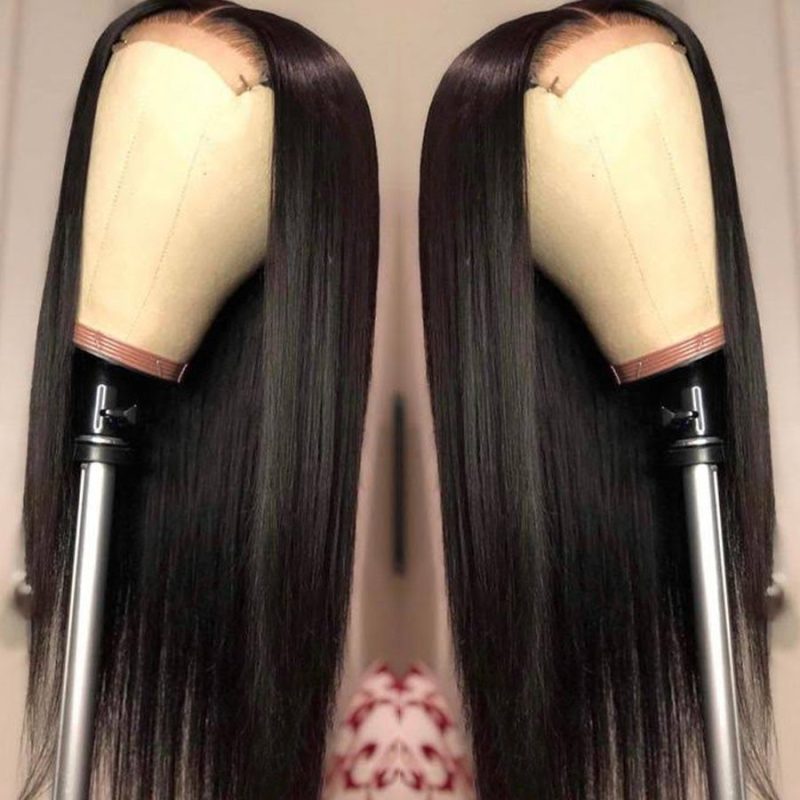 44 transparent lace closure straight human hair wigs 122903