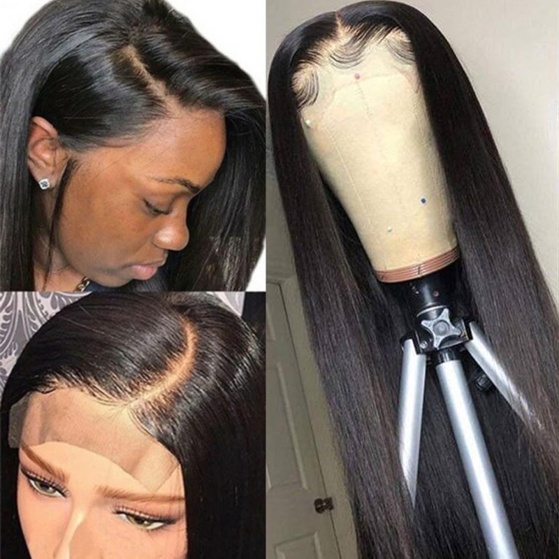 44 transparent lace closure straight human hair wigs 122904