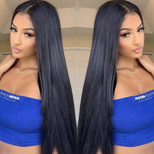 44 transparent lace closure straight human hair wigs 122906