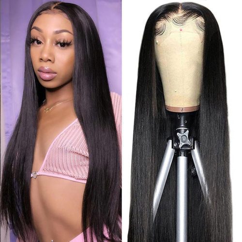 4x4 Lace Closure Wig Natural Black Straight Lace Part Wig Amanda hair 7