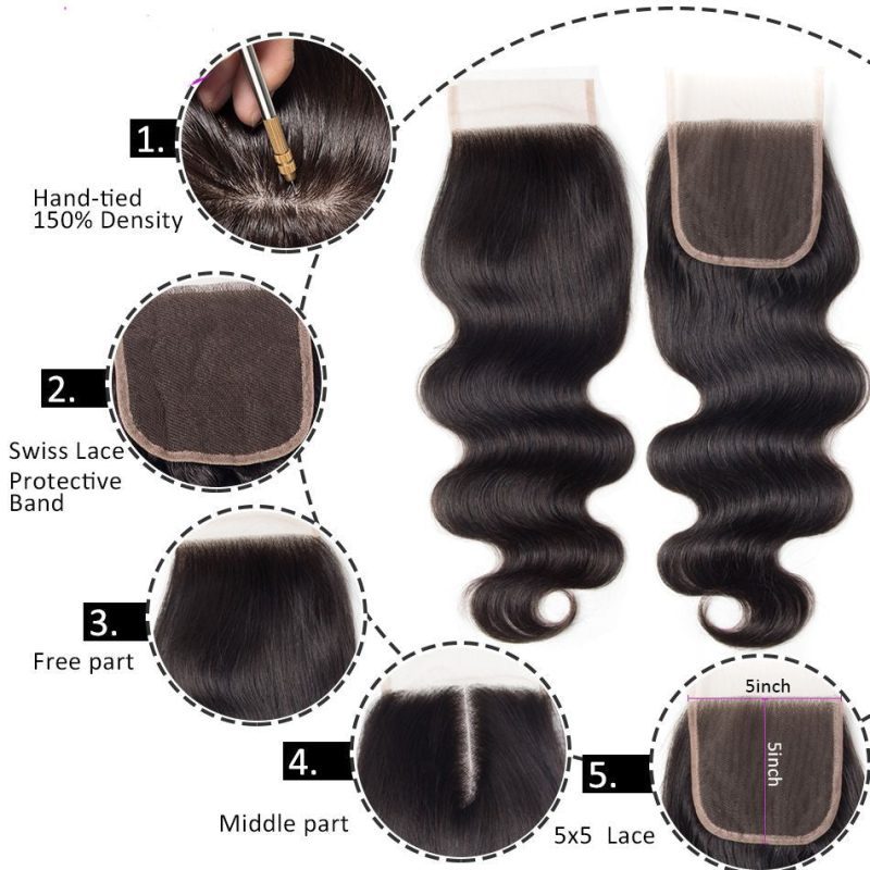 5 5 transparent body wave human hair swiss lace closure pre plucked natural hairline with baby hair amanda hair 3