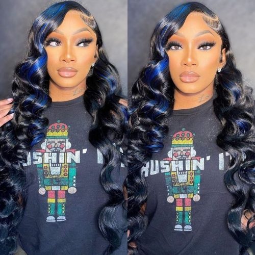 AmandaHairHighlightGemstoneBlueGluelessTransparent134LaceFrontWigNaturallookBeginnerFriendlyWear GoBodyWaveLaceWig