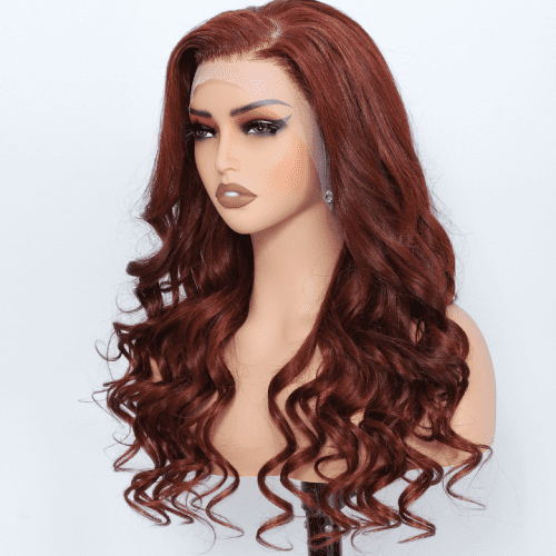 AmandaHairHumanHairReddishBrownLooseWave13x47x5HDLaceFrontWig