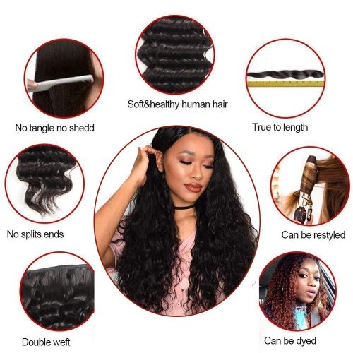 AmandaHairWaterWave3BundlesWith44LaceClosure100 RemiHumanHairHotSellWaveBundlesHairExtensions 26