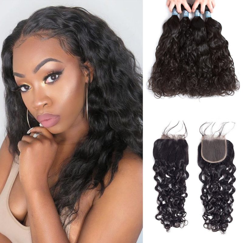 AmandaHairWaterWave4BundlesWith44LaceClosure100 RemiHumanHairHotSellWaveBundlesHairExtensions70 b32b0674 b595 4c17 af0a 5d8d05d8e349