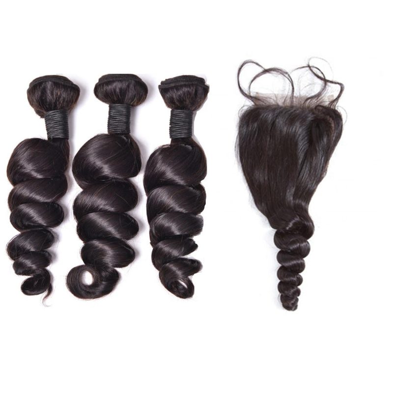 Beyo Loose Wave Bundles With Frontal Human Hair 3 Bundles With Frontal Brazilian Hair Weave Bundles