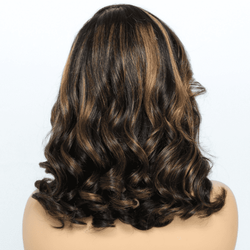 BlayageColorGluelessBodyWaveHighlightBrown7x513x4LaceFrontWigs AmandaHair