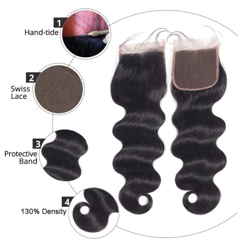 Brazilian Hair Body Wave 3 Bundles With Closure Human Hair Bundles With Closure Lace Closure 1