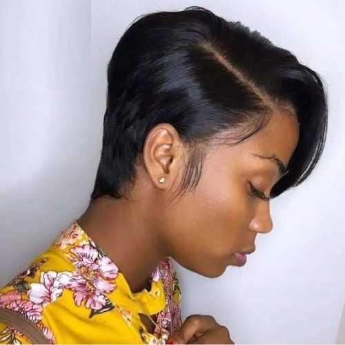 BrazilianLaceFrontHumanHairWigsForBlackWomenRemyPixieCutWigHumanHairPrePluckedStraightLaceFrontalClosureWig 7