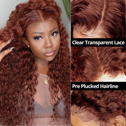 CopperBrownSpanishCurlyTranparentLaceWigsDeepHairline100 HumanHairAuburnReddishBrownLaceFrontWigs AmandaHair2