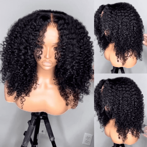 GluelessThickFluffyCurlyHumanHairBobWigs13444InvisibleLaceWigForWomen AmandaHair