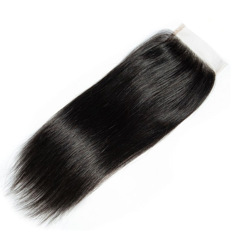 Hair Master 100 Brazilian Human Hair Straight 8 20 Inch 4x4 Lace Closure 1B Middle Free1