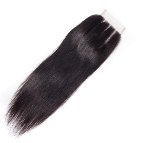 Hair Master 100 Brazilian Human Hair Straight 8 20 Inch 4x4 Lace Closure 1B Middle Free4