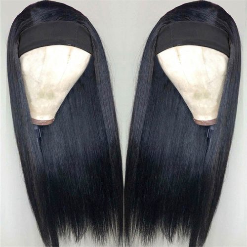 HeadbandWigsPeruvianWigstraightHumanHairWigsBlackWig150 RemyFullMachineHeadbandWigHumanHair 5