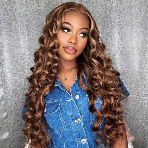 HighLightBlondeGluelessLooseWandWave134HDLaceFrontWigsTransparentLaceWigPluckedHairline AmandaHair3