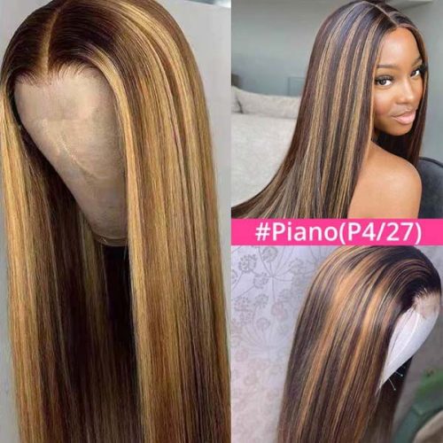 HoneyBlondeOmbreHairP427StraightHD44LaceClosureHumanHairWigs AmandaHair1