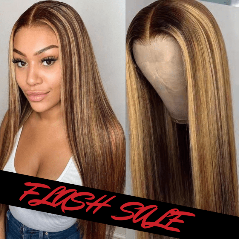 HoneyBlondeOmbreHairP427StraightHD44LaceClosureHumanHairWigs AmandaHair1126