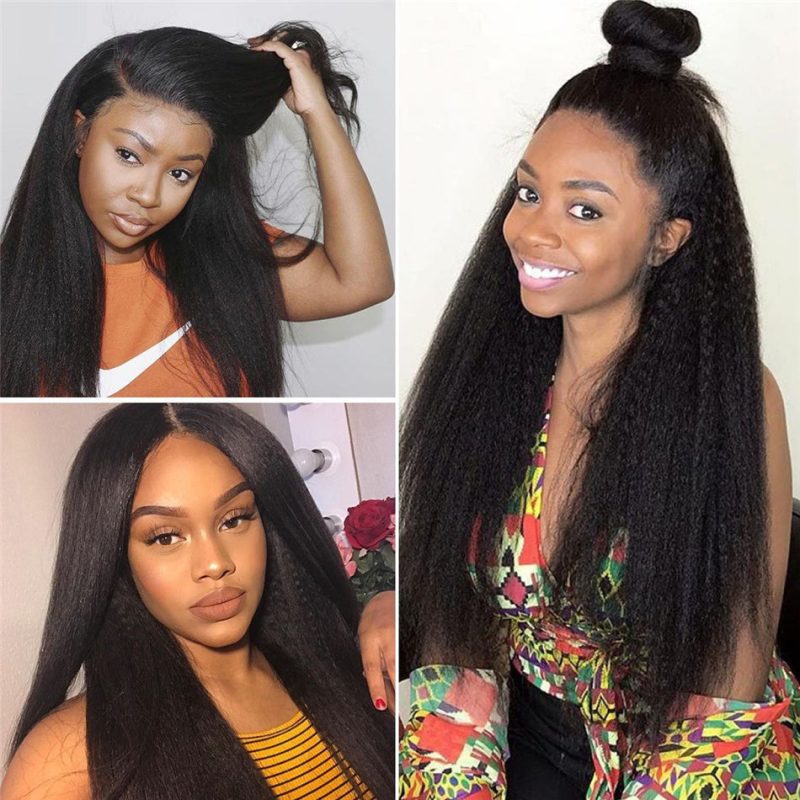 Kinky Straight 13x4 Lace Front Human Hair Wigs For Black Women Yaki Human Hair 28 304