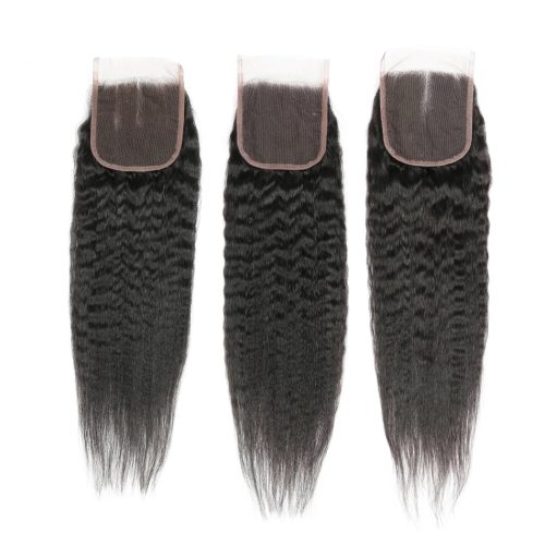 Kinky Straight Indian Hair Weave Bundles With Closure