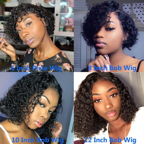 Moxika Curly Bob Lace Front Wigs 150 Desnity Pixie Cut Wig Short Curly Human Hair Wig 2