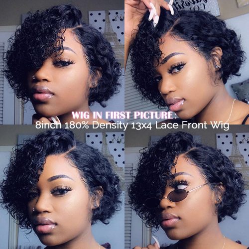 Pixie Cut Bob Lace Front Wigs 150 180 250 Lace Front Human Hair Wigs Curly Human