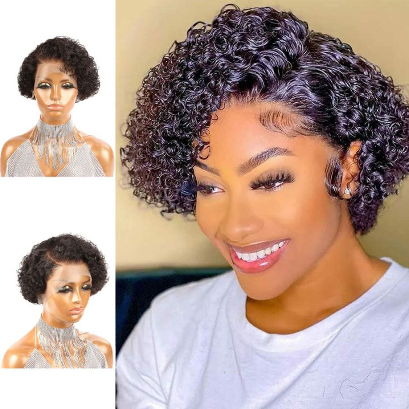 Pixie Cut Wig Short Curly Transparent Lace Human Hair Wigs Side Part Human Hair Lace Wigs4