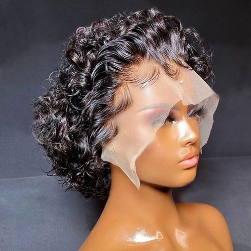 ShortPixieCutWigTransparentLaceHumanHairWigsForWomenStraightFrontalWigSidePartBobWig13x1ShortLacePartWigs