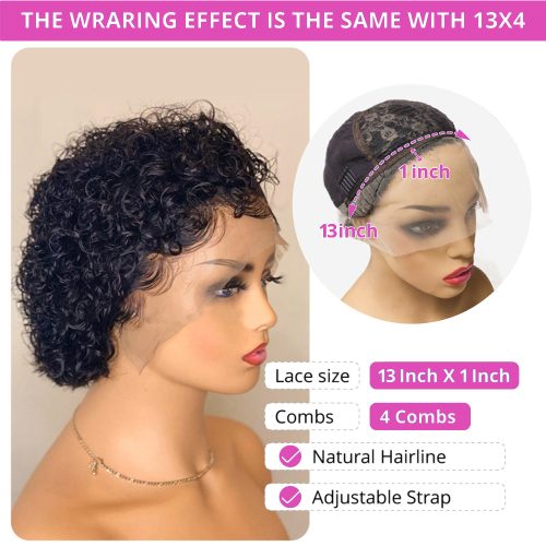 ShortPixieCutWigTransparentLaceHumanHairWigsForWomencurlyFrontalWigSidePartBobWig13x1ShortLacePartWigs1