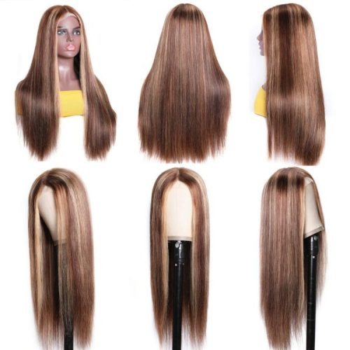 UndetectableSkinMeltLaceFrontWigsLongStraightHairPerfectHoneyHighlightWigForFall 11