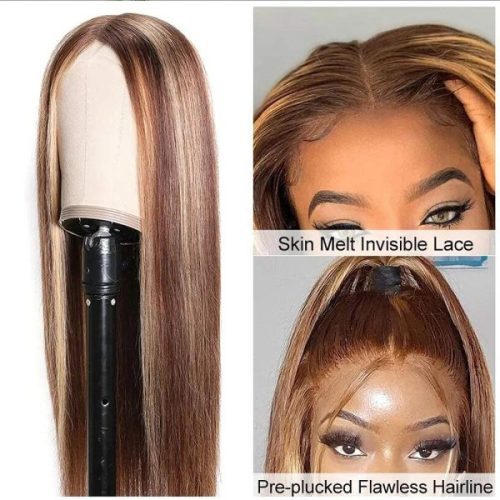 UndetectableSkinMeltLaceFrontWigsLongStraightHairPerfectHoneyHighlightWigForFall 7