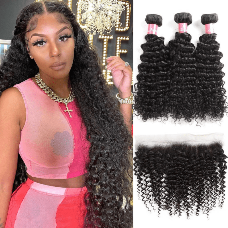 curly hair bundles with frontal