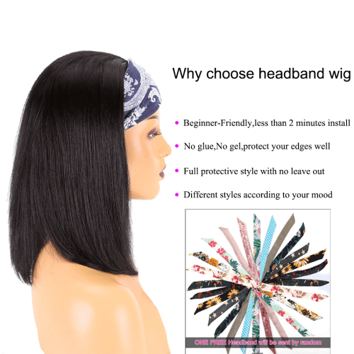 headband straight bob wigs