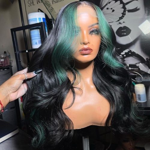 hightlightmoneypiecemintgreenlacefrontcolorwig3