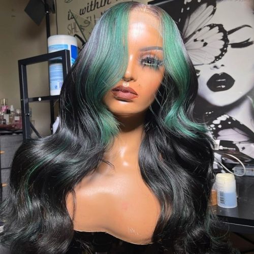 hightlightmoneypiecemintgreenlacefrontcolorwig4