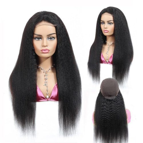 kinkystraight hair deep parting lace front wigs