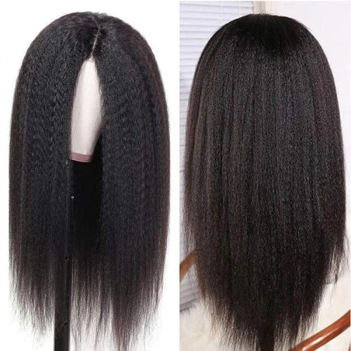 kinkystraight hair deep parting lace front wigs1