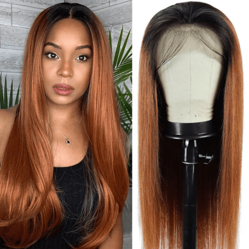 Amanda Pre Plucked 1B/30 Ombre Blond Color Straight Human Hair 13x4 Lace Front Wigs 150% Desnsity