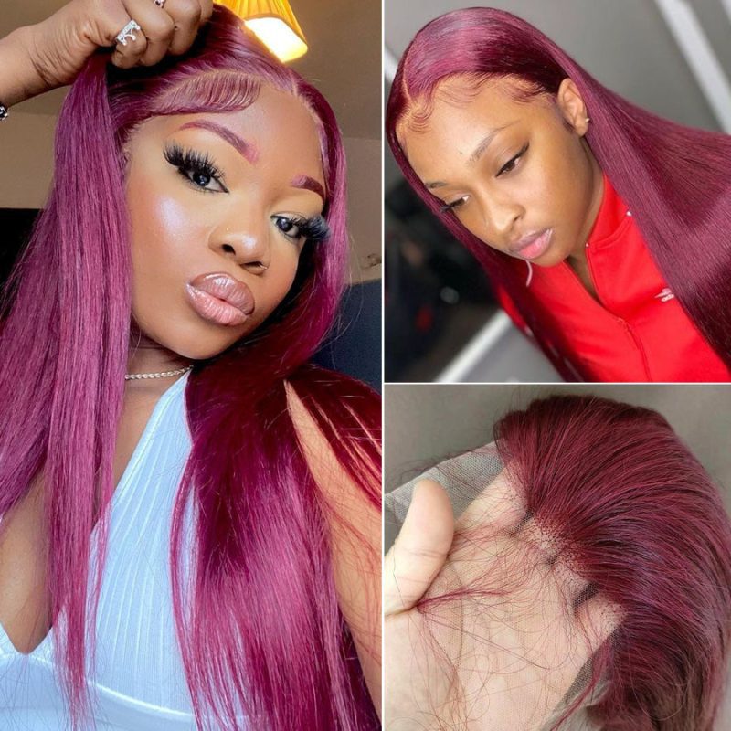 red burgundy hair color 13 4 lace frontal wigs burgundy wig purple burgundy hair for black woman 010404