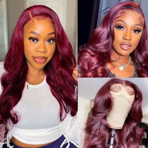 red burgundy hair color 13 4 lace frontal wigs burgundy wig purple burgundy hair for black woman body wave hair 010401