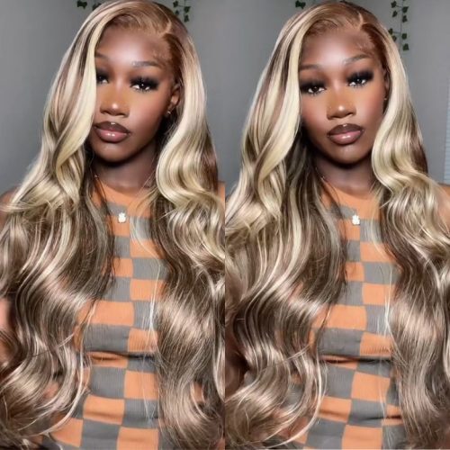 teabrownlacefrontgluelesshighlightwig1