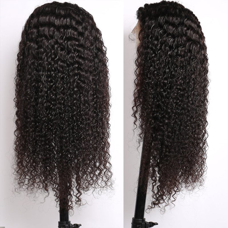 undetectable transparent lace human hair wigs 13x6 glueless lace frontal wig long curly wave