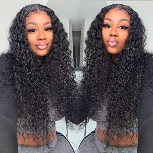 undetectable transparent lace human hair wigs 13x6 glueless lace frontal wig long curly wave 2