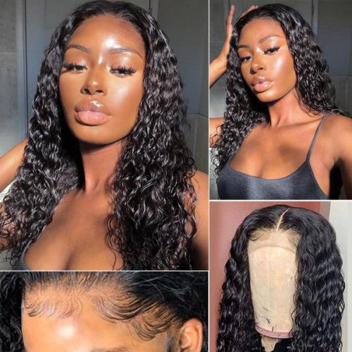 undetectable transparent lace human hair wigs 13x6 glueless lace frontal wig long water wave 1